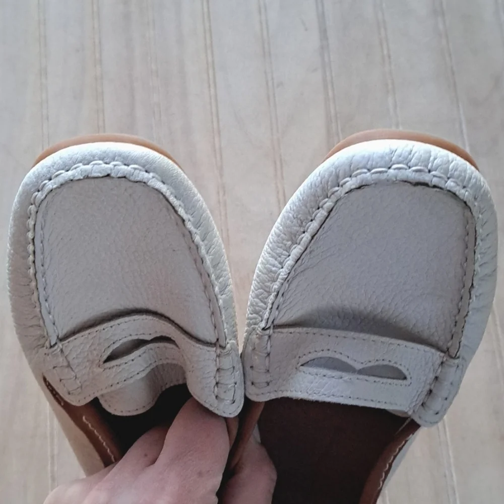 ZARA Boys Collection Lightweight Pebbled White Leather Slip-On Moccasin Loafers